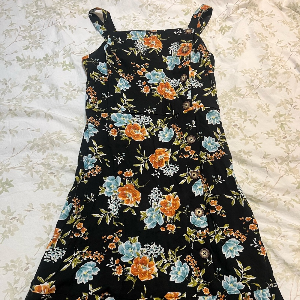 Xhilaration Orange and Blue Halter Sundress